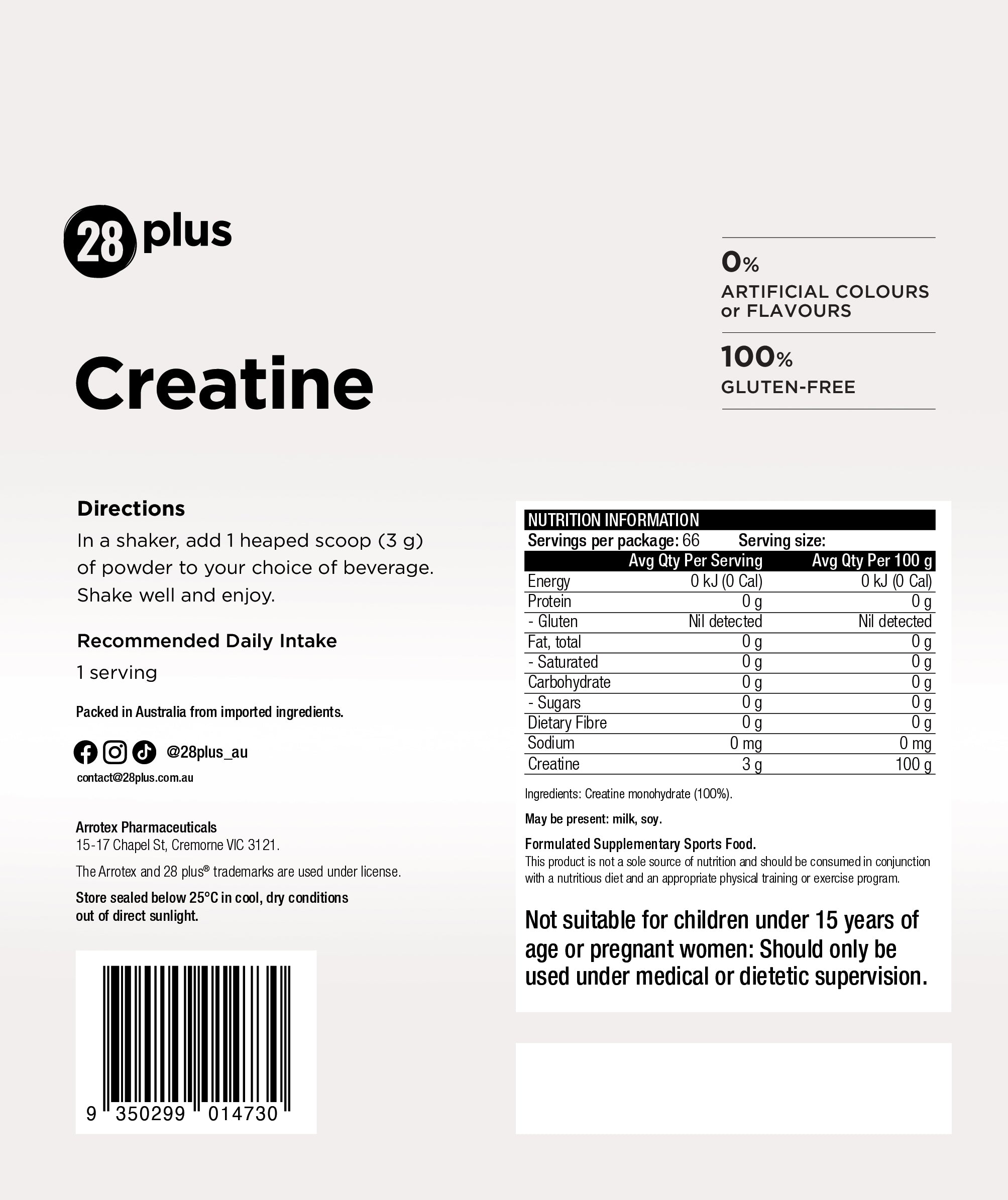 28 plus Creatine - Unflavoured (200g)